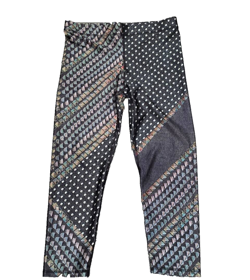 Terez Womens Black Gray Stretch geometric Print Leggings Pants Large A005150